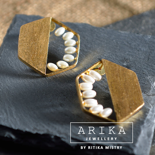 The Geo Hexagon Drop Earrings